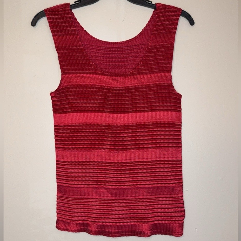 Vintage Red Pleated Sleeveless Tank Top Women's Blouse XL 80s 90s